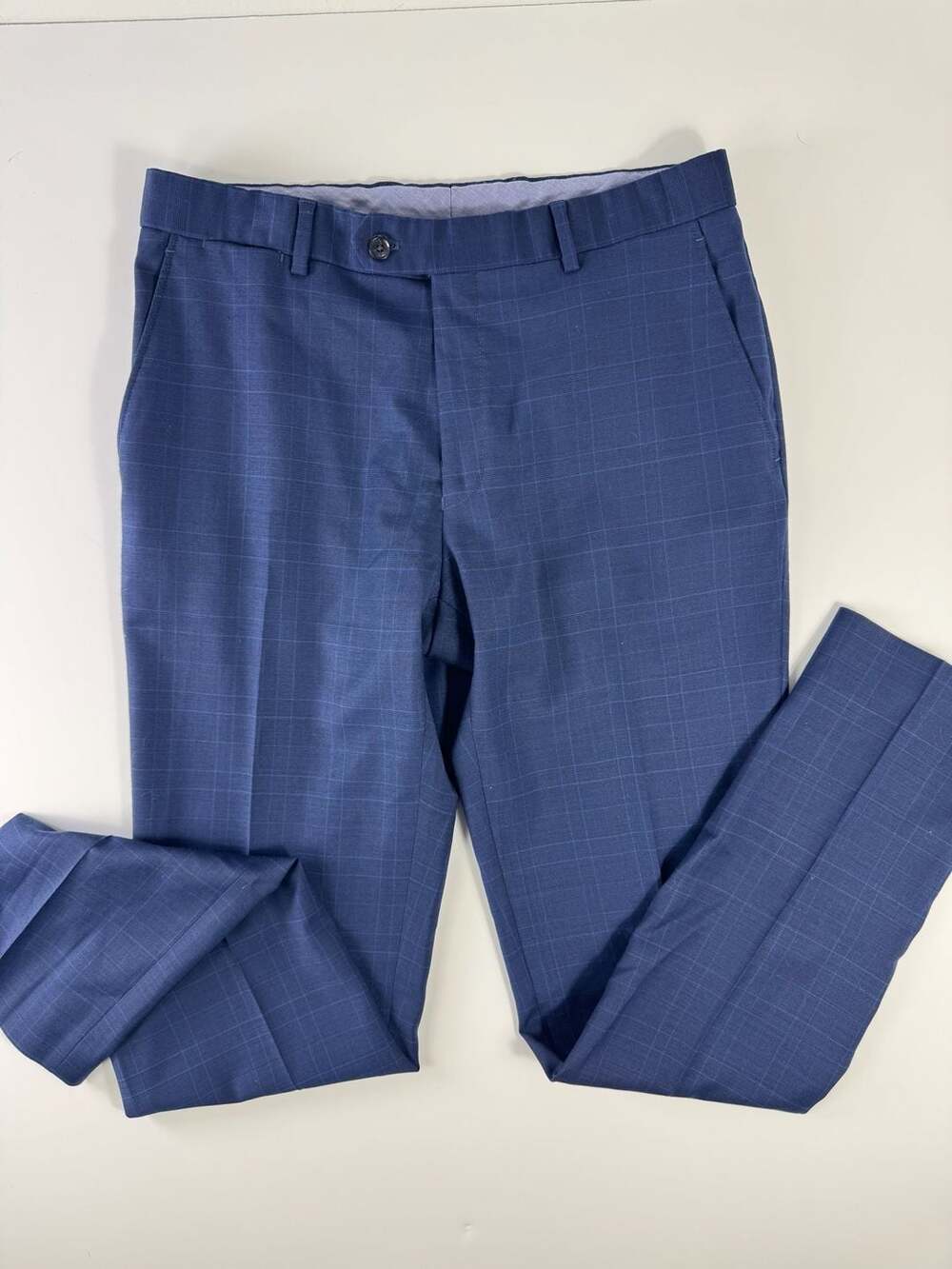 Tommy Hilfiger Men's Blue Plaid Wool Blend Suit Pants (33W x 32L)
